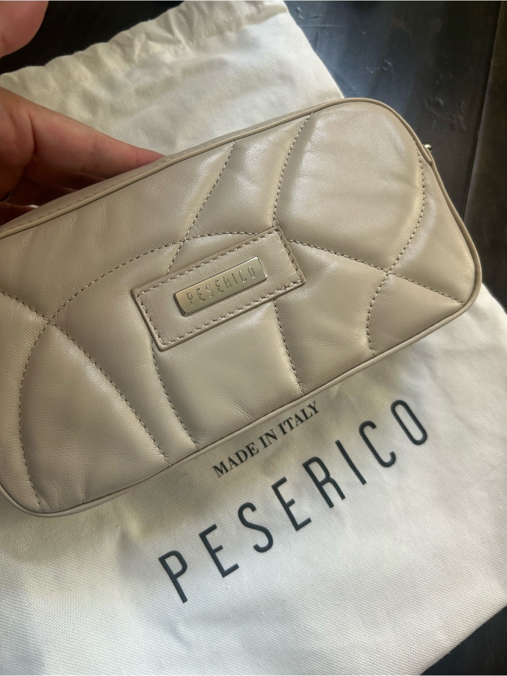 Peserico Cream Quilted Leather Crossbody Bag - Picture 6 of 6